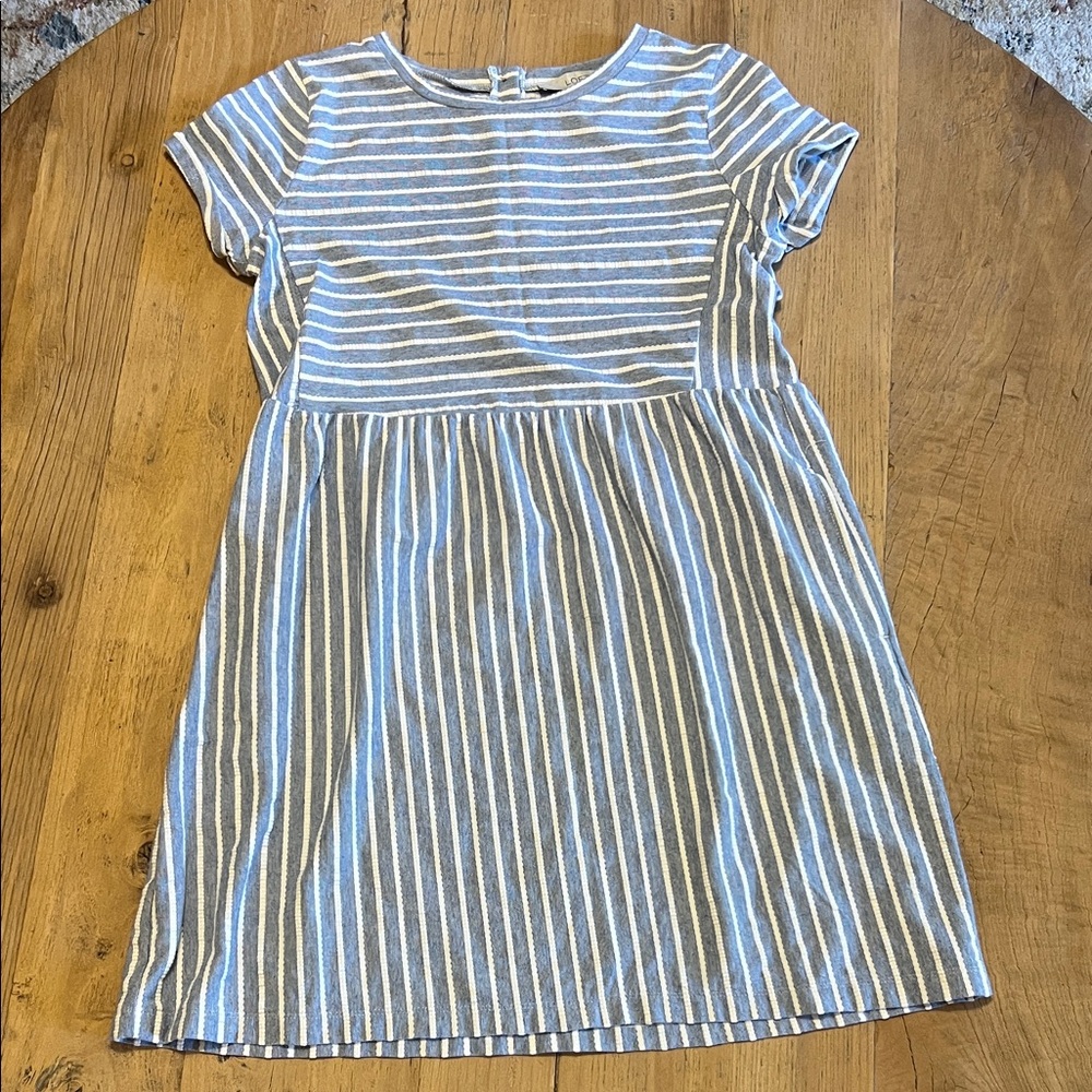 LOFT Women's Casual Blue and White Striped Dress